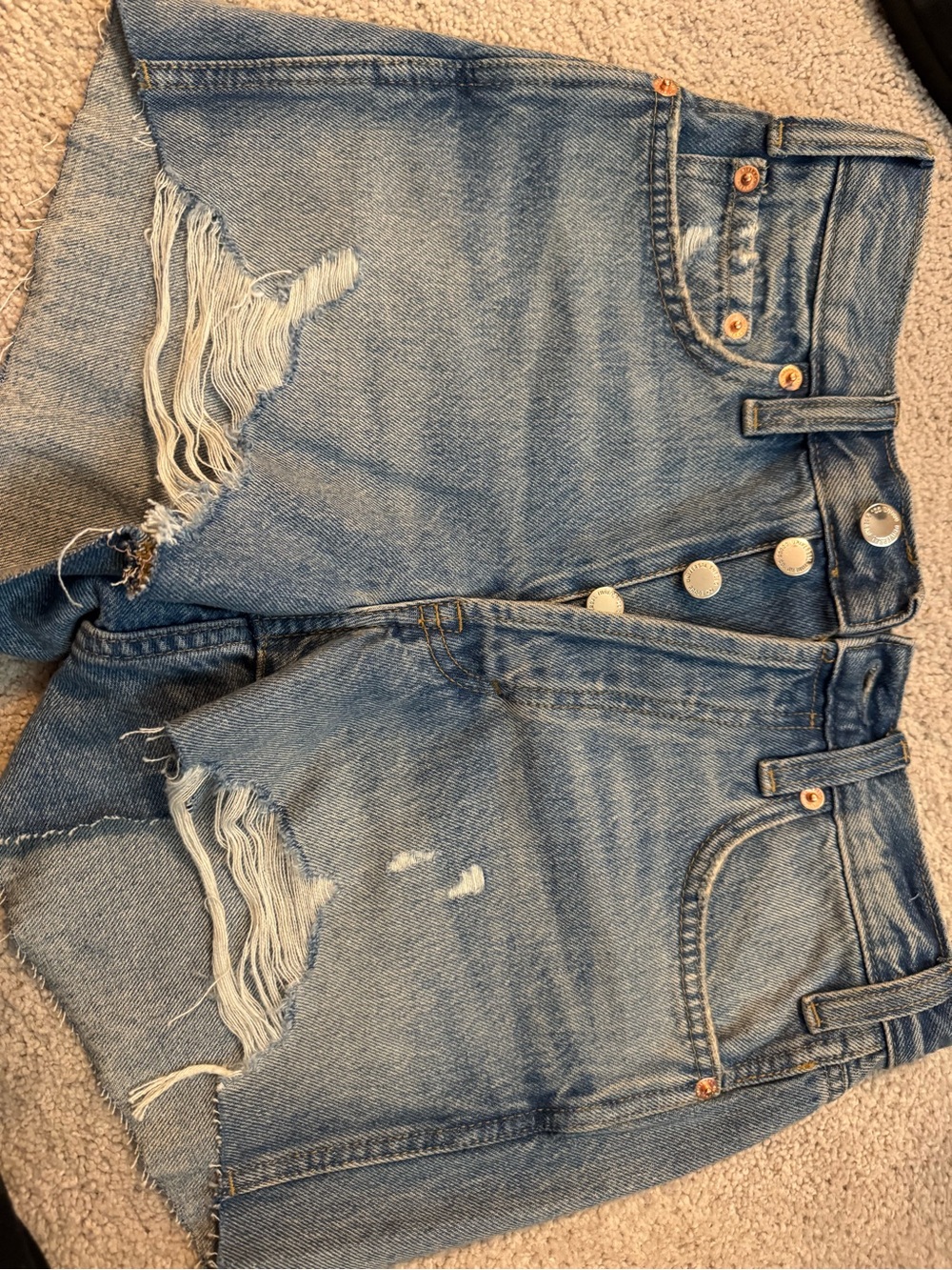 Universal Thread Medium Blue Distressed High-Rise Denim Shorts